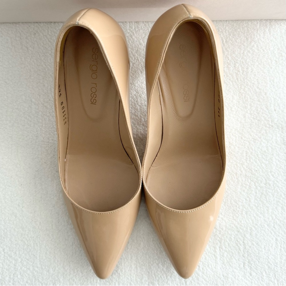 Sergio Rossi Mid-Heel Patent Calfskin Pump Blush 34.5 - Picture 3 of 15